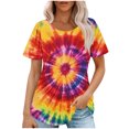 thumbnail image 1 of Pisexur Hauts pour Femmes Tendance, Blouses Habillées Décontractées à la Mode Manches Courtes Col Rond Ample Couleur Unie Multicolore, 2TG, 1 of 6