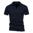 thumbnail image 1 of Birdeem Mode Hommes Décontracté Slim Col Rabattu Couleur Unie Manches Courtes T-Shirt Hauts Blouse, 1 of 9