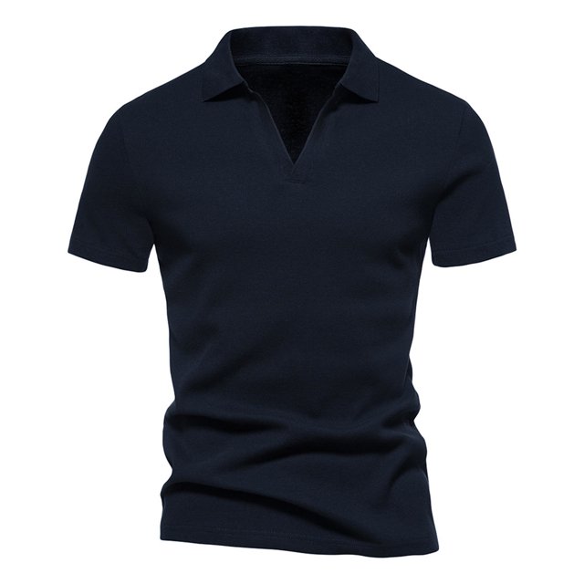 Birdeem Mode Hommes Décontracté Slim Col Rabattu Couleur Unie Manches Courtes T-Shirt Hauts Blouse