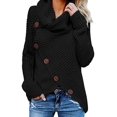 thumbnail image 1 of Chandails Femmes Chauds Chandails Asymétriques Tricotés Cols Roulés Unis Cache-Cœur Tricotés Manches Longues Chemises Hauts Décontractés S, 1 of 4
