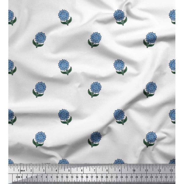 Soimoi Feuilles de Voile de Coton & Tissu Imprimé Floral 1 Yard 56 Inch Wide