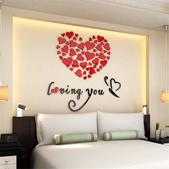 Diy Removable Heart Vinyl Decal Wall Art Mural Sticker for Home Room Decor | Self-Adhesive Acrylic Decorative Accent | Living Room, Bedroom, Tv Background