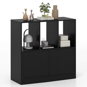Costway 1 PCS Librairie avec Cabinet 3-Cube Bibliothèque 3-Tier Étagère de livre pour le bureau de salon noir