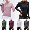 thumbnail image 2 of Graflsoa Haut de Yoga Haute Performance pour Femmes - Évacuation de l'Humidité, Extensible, Ajusté, Col Montant Manches Longues avec Fermeture Éclair pour Course & Entraînement Physique, Taille Européenne Noir TG (12521), 2 of 6