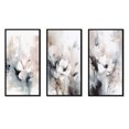 thumbnail image 2 of Designart "Grey Flowers Delicate V" Floral Framed Wall Art Set Of 3 - White Floral Frame Canvas Set For Living Room Decor, 2 of 6
