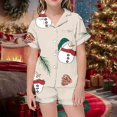 thumbnail image 2 of WEAIXIMIUNG Matching Christmas Pajamas Children's Christmas Print Short Sleeve Shorts Cardigan Children's Pyjamas Two Sets, 2 of 4