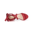 thumbnail image 4 of BLISSFUL STEP Sandales pour Femmes Couleur Unie Talons Blocs Moyens Sandales à Lacets Rouge 8, 4 of 8