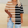 thumbnail image 2 of Plebaso Womens Plus Size V Neck T Shirts Short Sleeve Color Block Tee Summer Casual Loose Tops for Women, 2 of 4