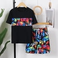 thumbnail image 4 of Gubotare Rash Guard for Boys 2 Piece Boys Short Sleeve Rash Guard Swimsuit Set with Swim Trunks Size 8 Years (Black,8 Years), 4 of 6