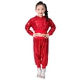 thumbnail image 1 of Sunnyoo Girls Shiny Sequins Outfits Long Sleeve Tops Pants Performance Party Dance S 2 Piece Clothes Set, 1 of 8
