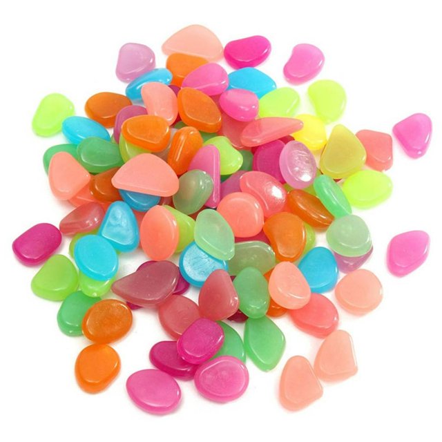 100pcs Fish Tank Fluorescent Pebble Garden Parterre Decor Glow Stone Green