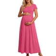 thumbnail image 2 of Sentmoon Robe de Maternité Respirante Coupe Ajustée Robes pour Femmes 2026 Été Couleur Unie Manches Courtes Encolure Carrée Robes Soleil pour Femmes Vacances pour Quotidien et Trajet S-TTTG, 2 of 8