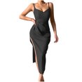 thumbnail image 2 of Gspmoly Robes pour Femmes, Mode Femmes Été Décontracté Uni Col en V Camis Sans Manches Gilet Robe Longue Robes Formelles pour Femmes Offres du Jour, 2 of 6