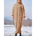 thumbnail image 1 of Ladies‘ Winter Knitted Maxi Dress with Long Sleeves and High Neck, 1 of 2