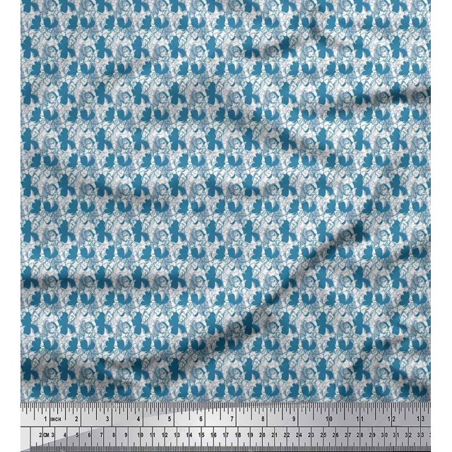 Soimoi Rayon Fabric Flower Artistic Print Sewing Fabric Yard 56 Inch Wide