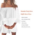 thumbnail image 3 of Women Dress Off Shoulder Solid Color 5 3 1 Clothing Ruffled Sleeve Fall Dress, White, S, 3 of 8