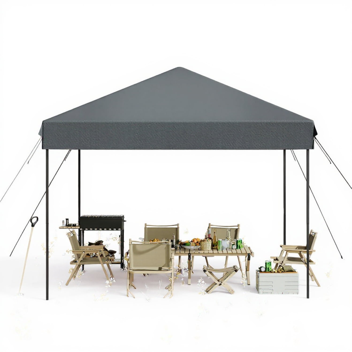 Garvee 10 x 10 ft Pop-up Canopy, One Button Push Setup, Heavy Duty, Portable Roller Bag, Grey
