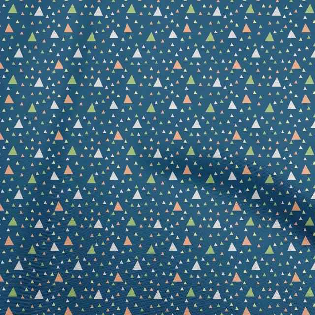 oneOone Cotton Cambric Blue Fabric Geometric Craft Projects Decor Fabric Printed By The Yard 56 Inch Wide