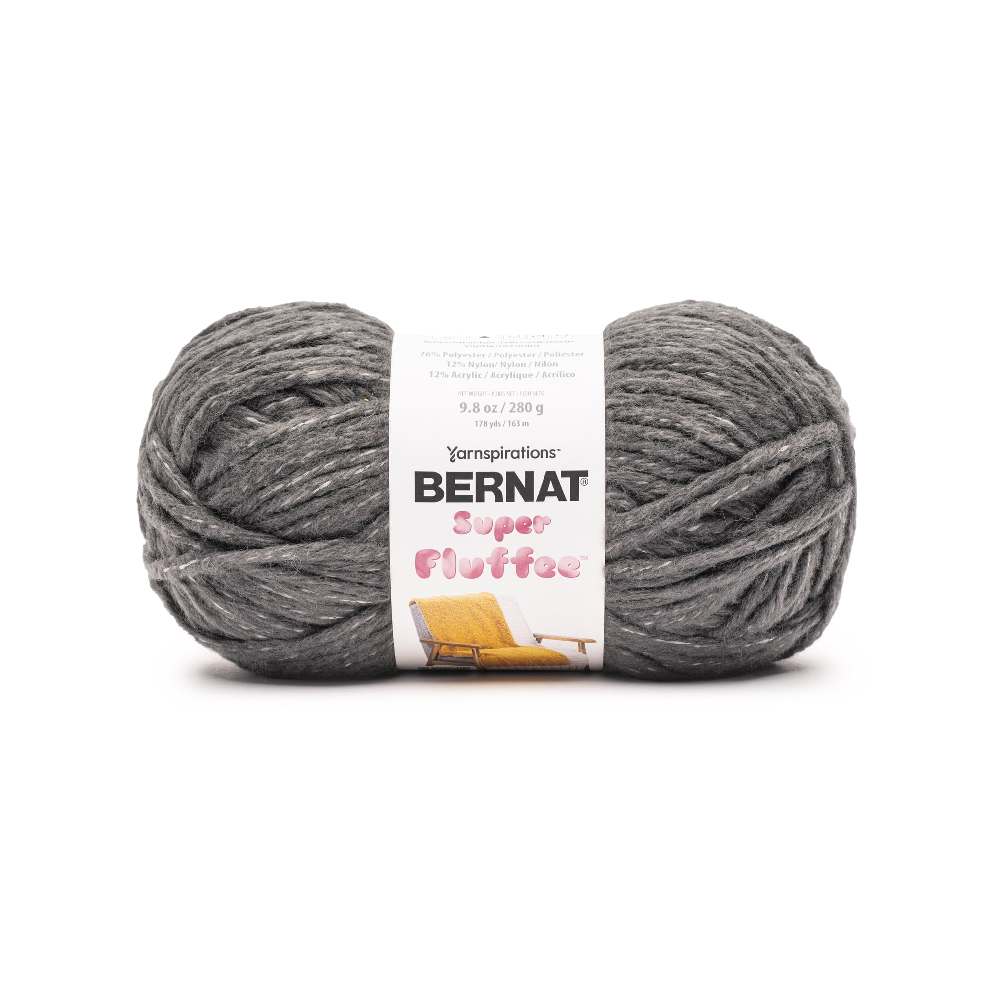BERNAT® SUPER FLUFFEE™ Laine Polyester,Acrylique,Nylon , n° 6, CHARBON, 280g 9,8 oz), 163 m (178 Yards)