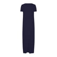 thumbnail image 5 of LOVZFMLL Robes pour Femmes Col Rond Uni Manches Courtes/sans Manches Robes Débardeur d'Été Décontractées Amples Plage Maxi Robes Soleil Bleu Foncé B TTG, 5 of 5