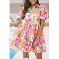 thumbnail image 1 of FOLUNSI Floral Babydoll Dress: Spring Puff Sleeves - Pink Charm, 1 of 8
