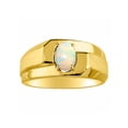 thumbnail image 1 of RYLOS Men's Rings 14K Yellow Gold Ring Classic Solitaire 7X5MM Oval Shape Gemstone Designer Band Opal African October Birthstone Rings For Men Size 8, 1 of 6