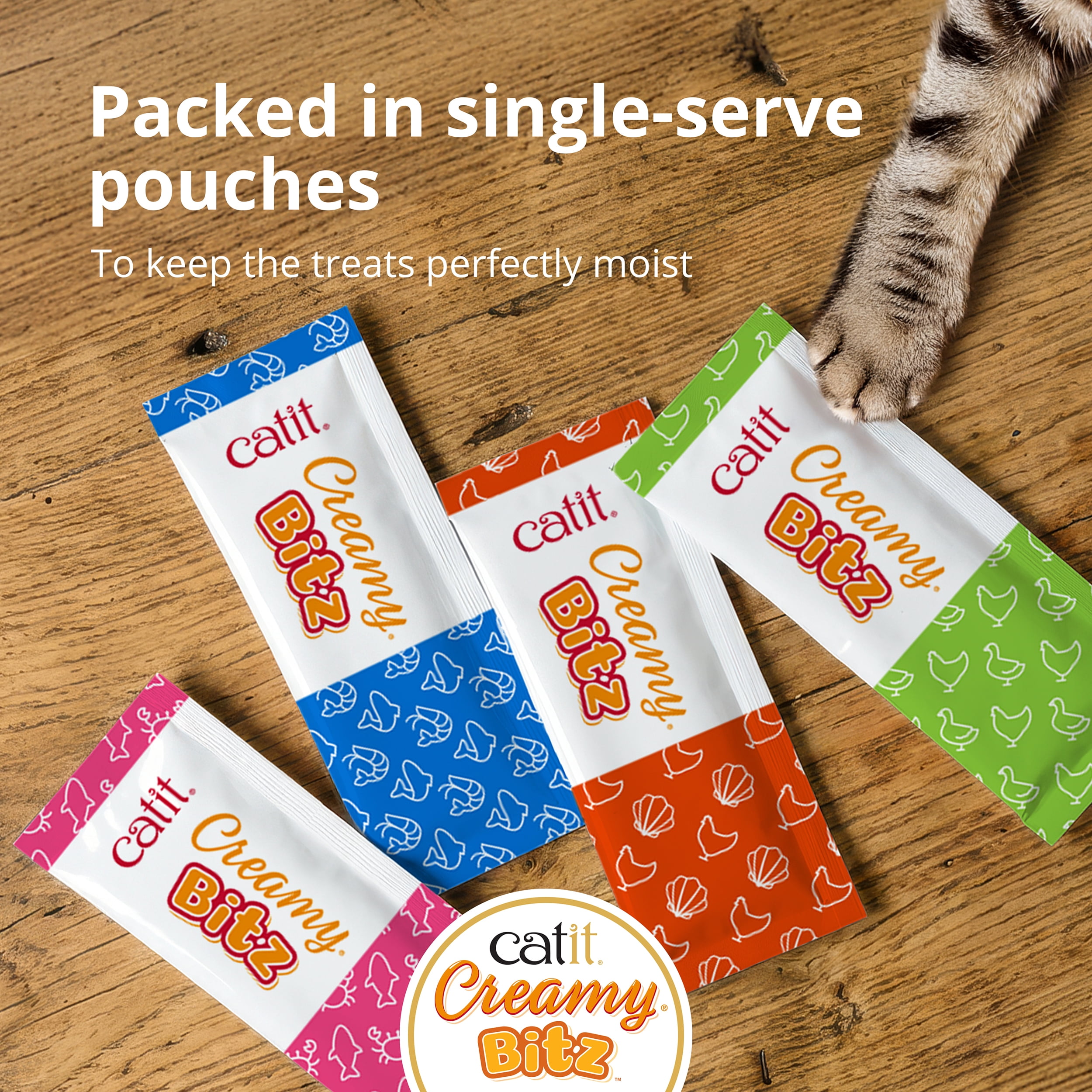 Gâteries pour chats Catit Creamy Bitz, recettes au poulet et canard, 48 G