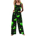 thumbnail image 3 of QATAINLAV Combinaisons de la Saint-Patrick pour Femmes en Coton et Lin, Combinaisons Détente Confortables, Salopettes Tendance à Imprimé Trèfle avec Poches, Vert P Rabais de 90 % Liquidation, 3 of 8