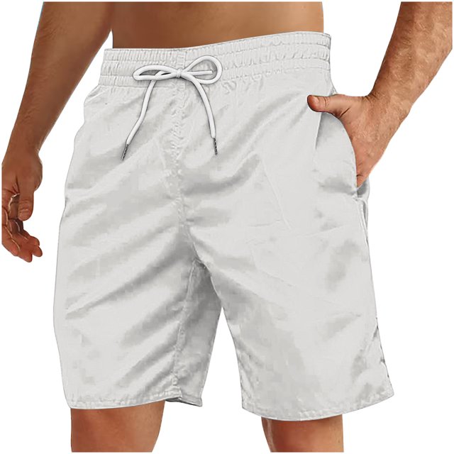 Yuyuzo Mens Shorts High Waisted Drawstring Quick Dry Summer Beach Swim Knee Length Shorts with Pockets
