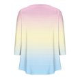 thumbnail image 3 of Pisexur Womens Plus Size Sweatshirt Gradients 3/4 Length Sleeve Tops Fall V-Neck Blouses Spring Ruffle Sleeve Tunic T-Shirts Dressy Casual, 3 of 4