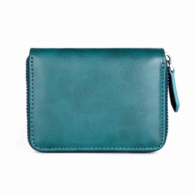 Shengyu Coin Purse Men Short Money Bag Change Mini Wallet Pocket Zipper Rfid Blocking Card Holder Cowhide Lady Fashion for Office Pouch Blue