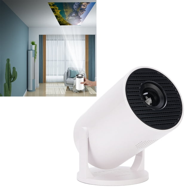 Projecteur Réglable à 270 Degrés, Projecteur Portable ABS avec WiFi pour Téléphone Intelligent Noir, Blanc