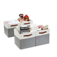 thumbnail image 1 of DECOMOMO Bacs de Rangement Cubiques, Ensemble de 4 Cubes de Rangement de 11 Pouces, Gris et Blanc, 1 of 6