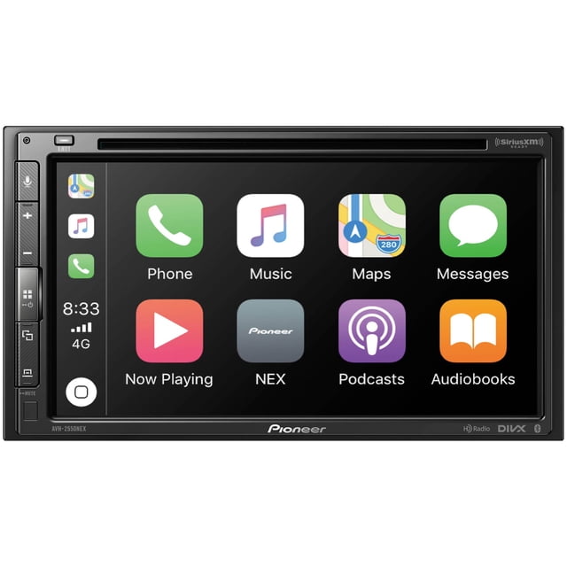 Pioneer AVH-2550NEX Récepteur Multimédia Bluetooth Intégré Double-Din 6,8′′ Doté d'Un Écran Tactile avec Apple CarPlay et l'Intégration Auto d'Android. l'Interface Affiche des Icônes d'Appli pour Téléphone, Musique, Cartes, Messages, Baladodiffusions et Livres audio. Compatible avec Spotify, Pandora et SiriusXM, Il Offre des Appels Mains Libres, la Diffusion audio et la Préparation à la navigation. le Récepteur Est Conçu pour Améliorer la Connectivité