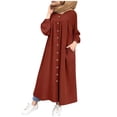 thumbnail image 2 of TopLLC Longues Robe à Manches à Col Rond la Mode Robe d'Hiver pour Femme Grande Taille Décontractée Col Rond Ample Boutons Poche Robe Imprimée à Manches Longues Robe pour Femme, 2 of 4