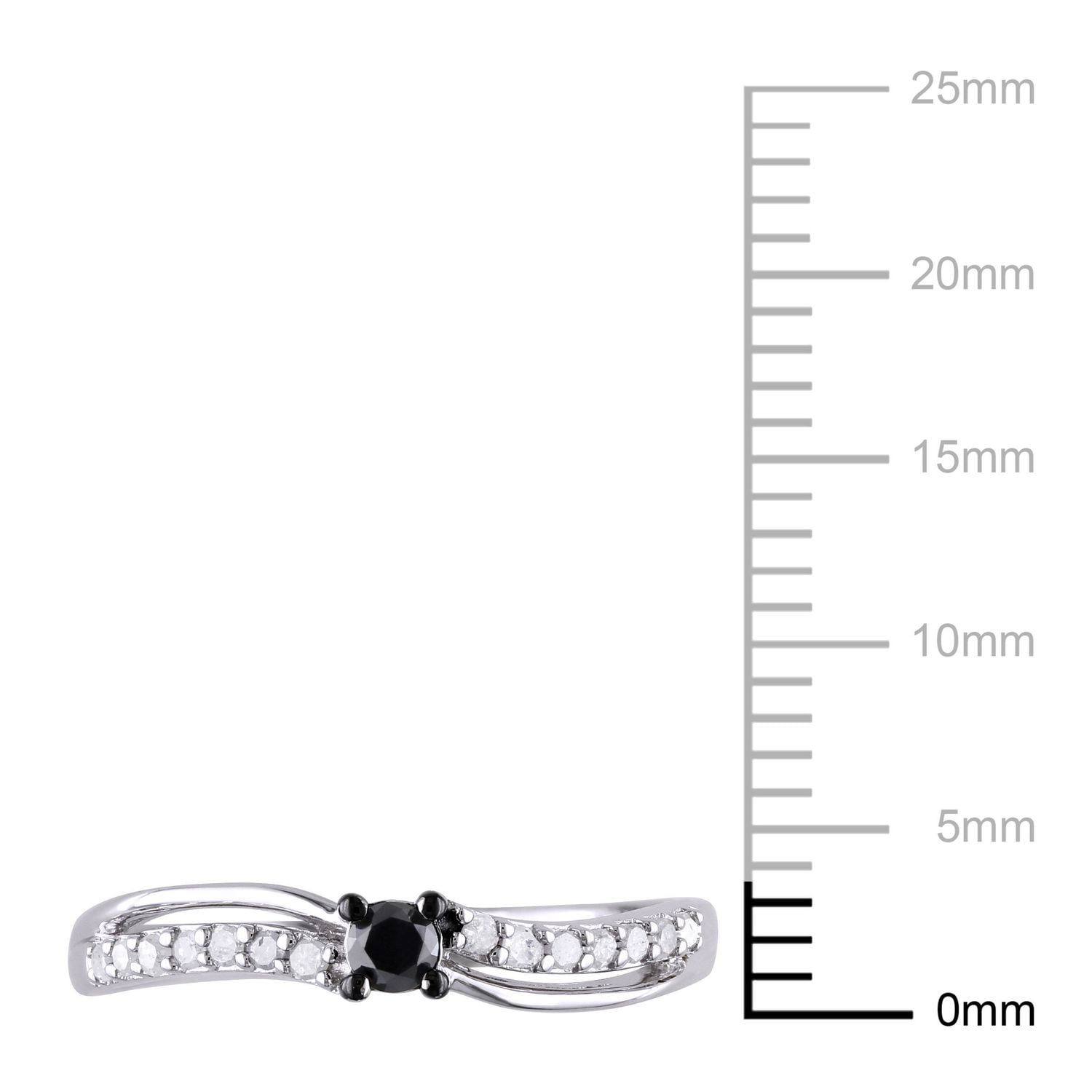 Bague de promesse à sections divisées Asteria avec diamants noir et blancs 1/4 CT poids total en argent sterling