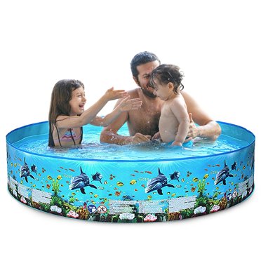 AMERTEER Portable Inflation-free Hard  Swimming Pool Folding Pool Family Swimming Pool Round Swimming Pool for Babies  Adults