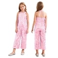 thumbnail image 1 of HULIJA Kids Flower Girl Sequin Jumpsuit Girls Formal Pageant Rompers Halter Sleeveless One Piece Outfits Pink 8, 1 of 7