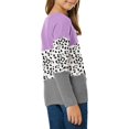 thumbnail image 2 of Girls Long Sleeve Leopard Print Colorblock Patchwork Kids Waffle Shirt Autumn Winter Children Knit Tunic Tops, 2 of 4