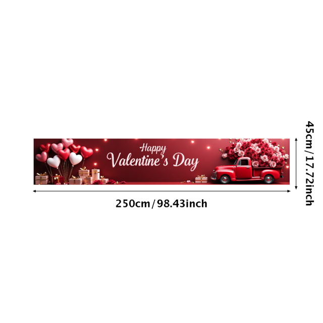 Valentine's Day Party Decoration Banner Heart Design Backdrop Event Photo Props Love Celebration Romance Gift Box Background