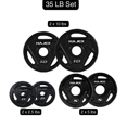 thumbnail image 2 of HAJEX Standard Tri Grip Cast Iron Weight Plates Set 1 inch - 35LB Set - (2.5LB, 5LB, & 10LB), 2 of 6