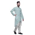 thumbnail image 2 of Atasi Button Down Asymmetrical Kurta For Men Printed Mandarin Long Sleeve Shirt, 2 of 5