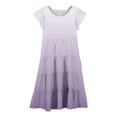 thumbnail image 4 of FhsagQ Robes Filles Été Dégradé Col Rond Manches Volantées Ligne à Étages Robe Décontractée Respirante Confortable Robe Ludique pour Enfants Tout-Petits Fête d'Anniversaire Tenue Quotidienne Violet Pâle 10-11 Ans, 4 of 5