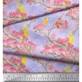 thumbnail image 3 of Soimoi Purple Rayon Fabric Floral & Pigeon Bird Decor Fabric Printed BTY 42 Inch Wide, 3 of 3