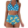 thumbnail image 1 of Womens Two Piece Swimsuits Halter Neck Top High Waisted Bathing Suits Tummy Control Bikini Swimwear, 1 of 4