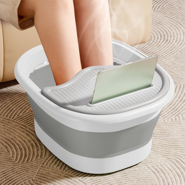 PRETXORVE Foldable Bath With Handle And Lid Portable Bath Spa With Massage Acupoints Portable Bath Foldable Spa For