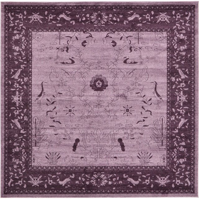 Unique Loom Tapis Carré Traditionnel la Jolla Collection Ton, 10 Pieds, Violet/violet Foncé