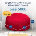 thumbnail image 3 of Ultimate Sack 5000 5-Foot Bean Bag Chair Oversized Foam Lounger, Red Fur Cover, 3 of 6