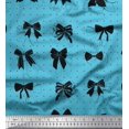 thumbnail image 1 of Soimoi Blue polyester Crepe Fabric Bow & Dots Printed Fabric 1 Yard 42 Inch Wide, 1 of 1
