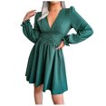 thumbnail image 2 of Robe Plissée en Chiffon Sexy à Col en V pour Femmes Automne et Hiver, 2 of 8